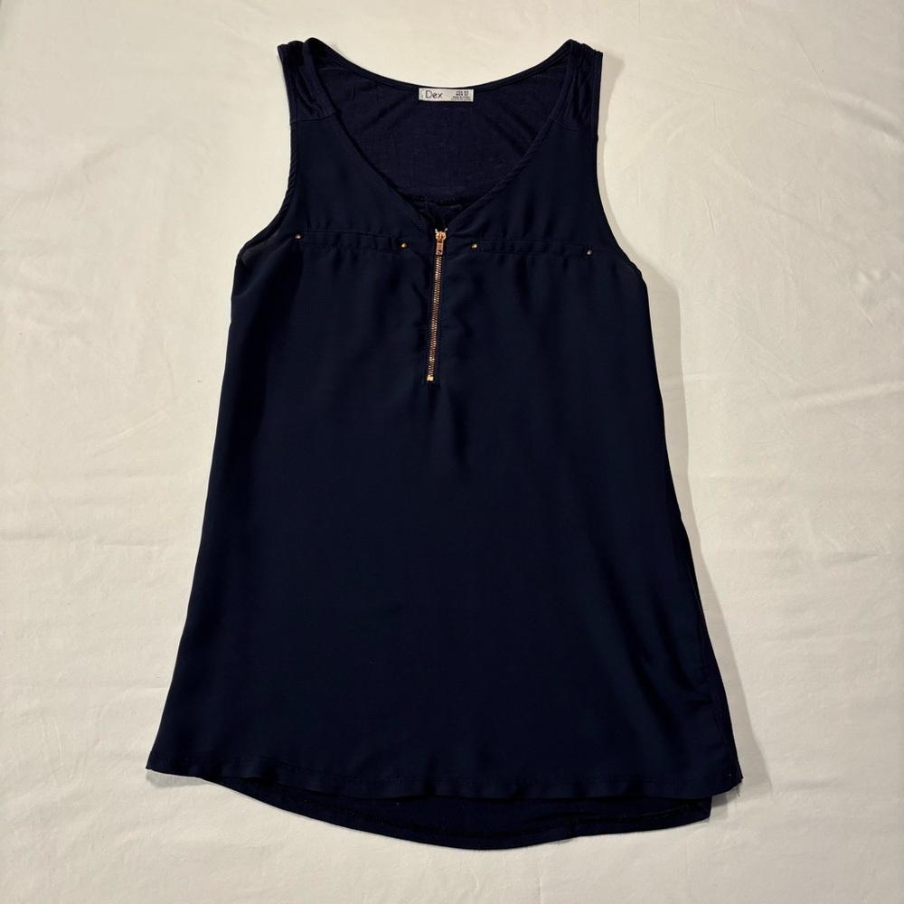 🔥LAST CHANCE🔥 Dex Midnight Blue Tank Top with Zipper